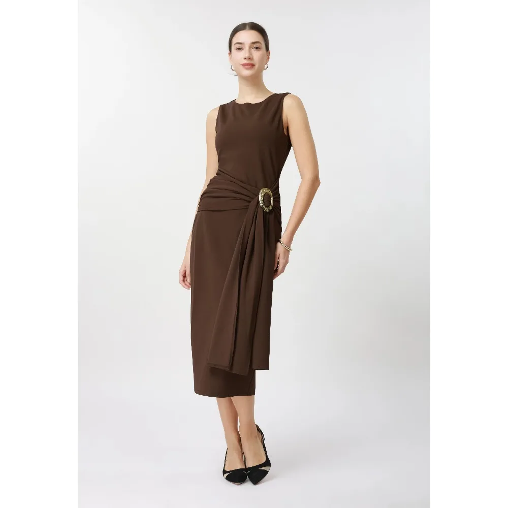 Customized Brown Mother of Birde Dresses 2026 for Women Sleeveless Wedding Column Boat Neck Elegant Evening Dress Prom Gown Midi
