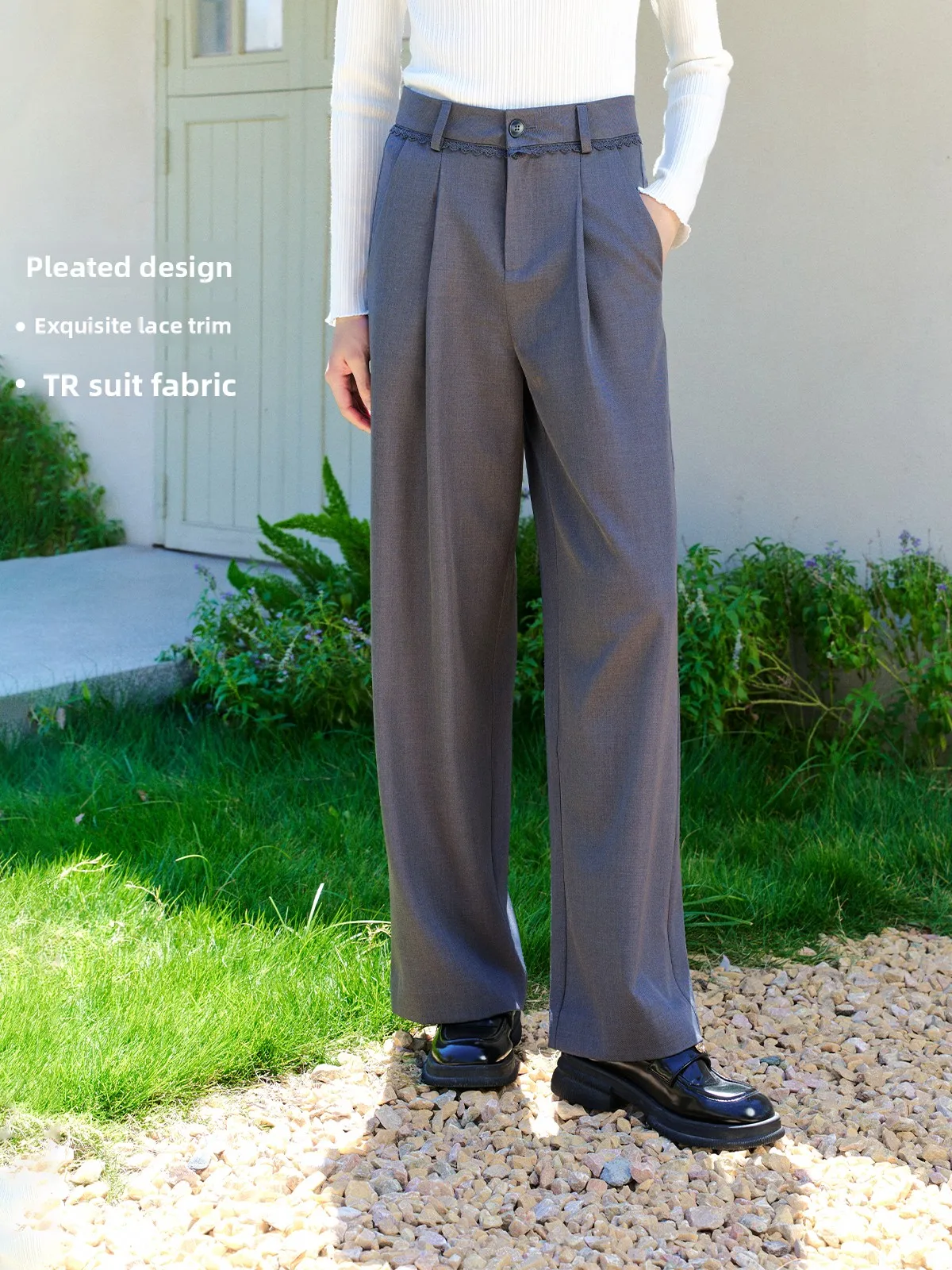 

ay Straight Leg Suit Pants Women's High Sln Profional Formal Wide Leg Long Trousers Autumn New Design Casual Pants