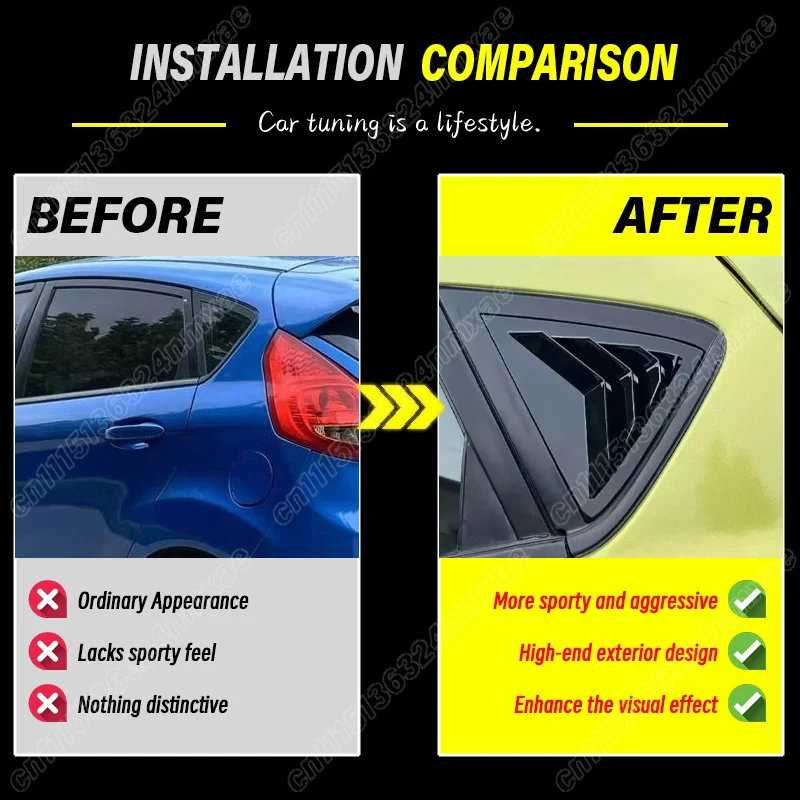 For Ford Fiesta MK7 7.5 2008 2009 2010 2011 2012 2013 2014 2015 2016 2017 Rear Window Louvers Car Side Vent Auto Body Mod Kit