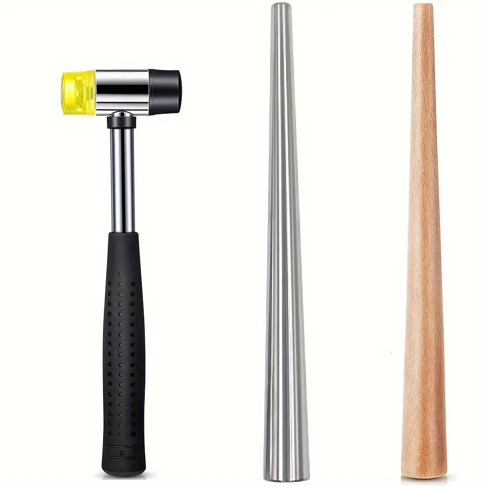 

1pc/2pcs Professional Jewelry Making Kit Double-Sided Tape Hammer and Ring Shaping Rod for Bending Polishing Sanding