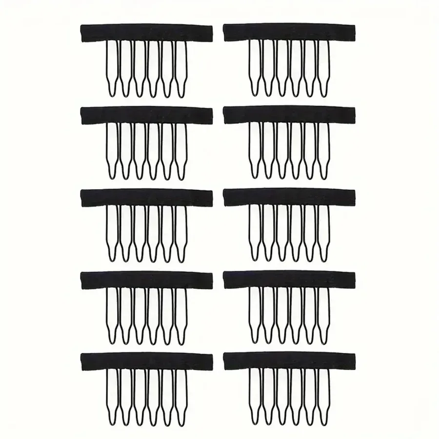 

10/20/30Pcs Wig Combs To Secure Wig 6-Teeth Wig Comb Wig Clips With Cloth For Making Wig Caps Steel Material Clips Combs ForHair