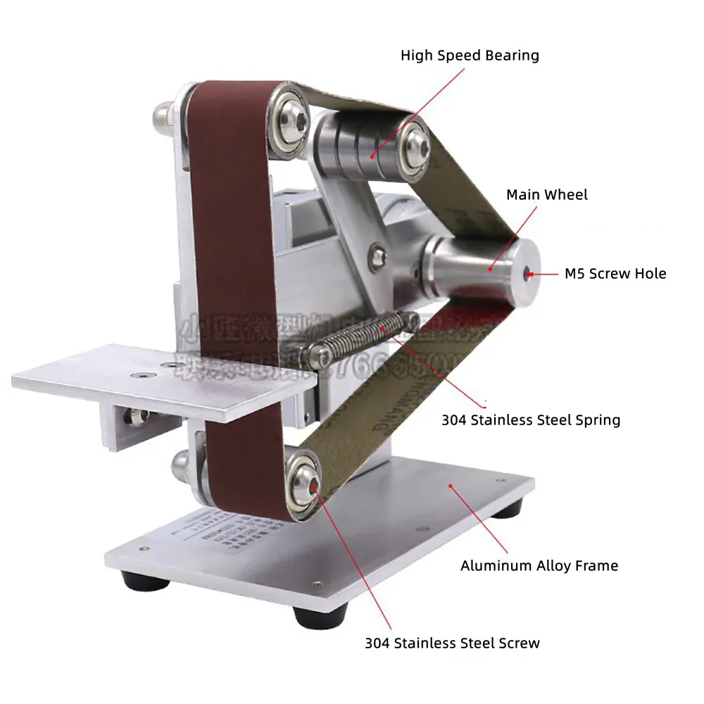 DIY Micro Belt Machine Electric Mini Polishing Sanding Machine Bench Sander Abrasive Belt Sander Grinding Machine 360W