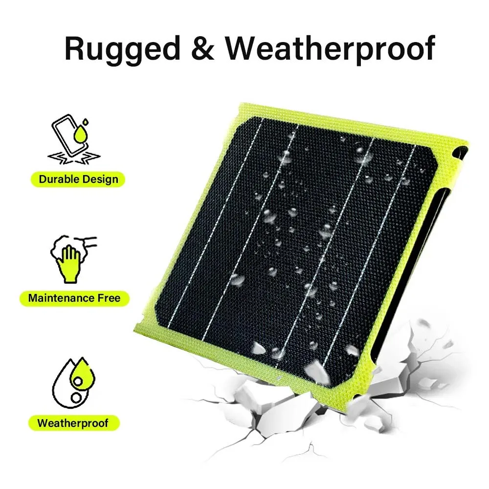 Solar Charger with Kickstand SolarPowa Portable Solar Panel Battery Charger with USB-A and USB-C IP65 Waterproof Compatible