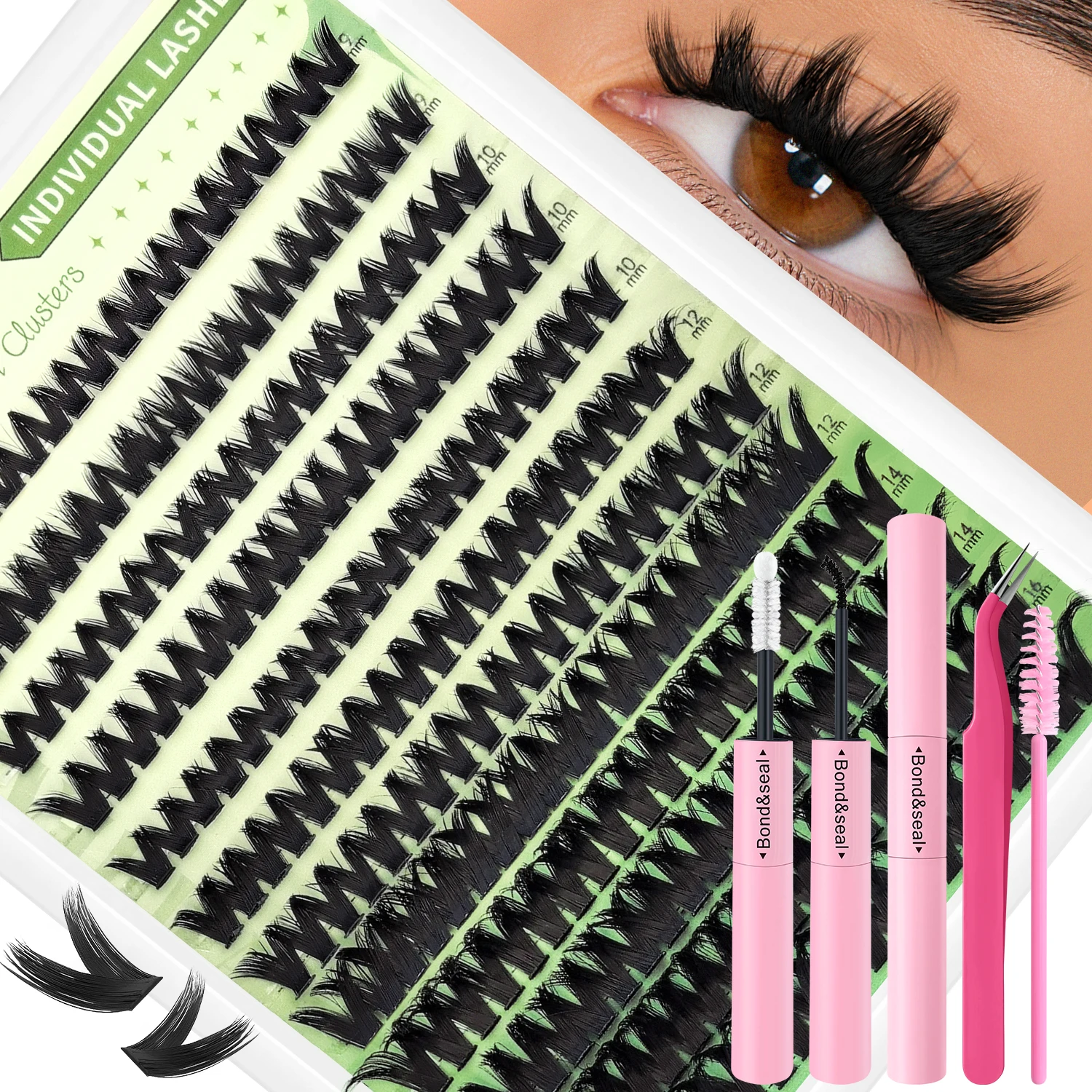 Manga Wispy  Cluster Lashes Kit 0.07mm Flexible Thin Band DIY Individual Eyelashes With Complete Lash Tools Durable