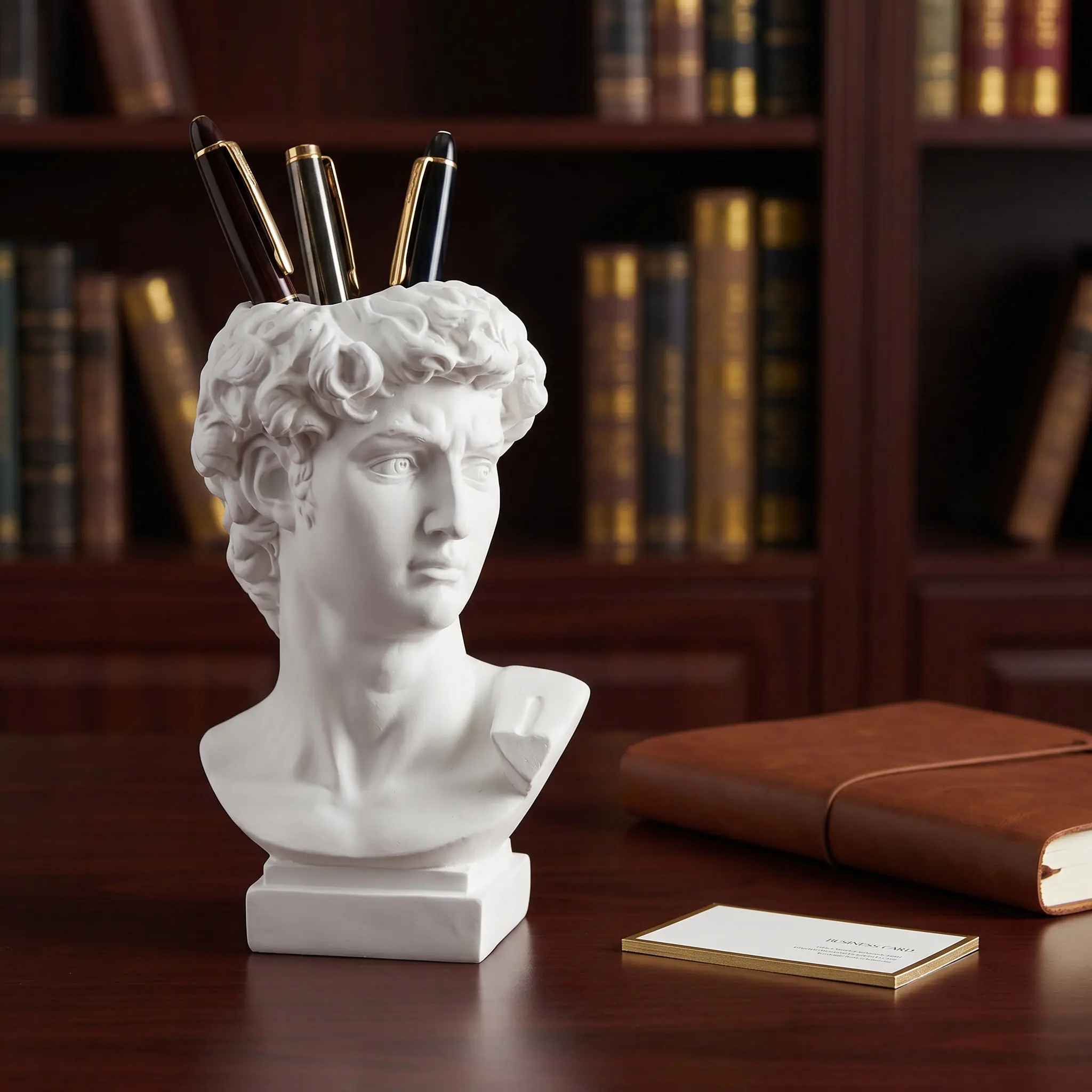 David Statue Pencil Pot Pen Holder Resin Vase Makeup Brush Holder Home Office Decor Artistic Storage Organizer