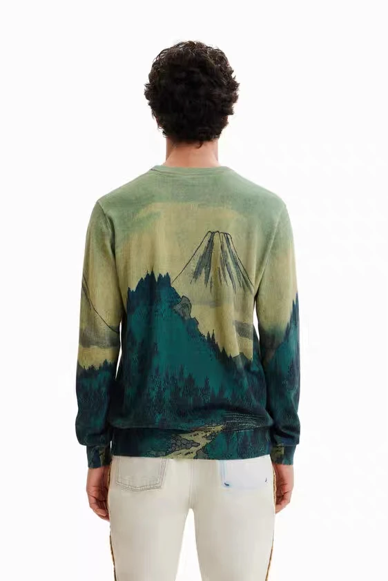 Außenhandel original-single Spanisch landschaft malerei crewneck männer pullover