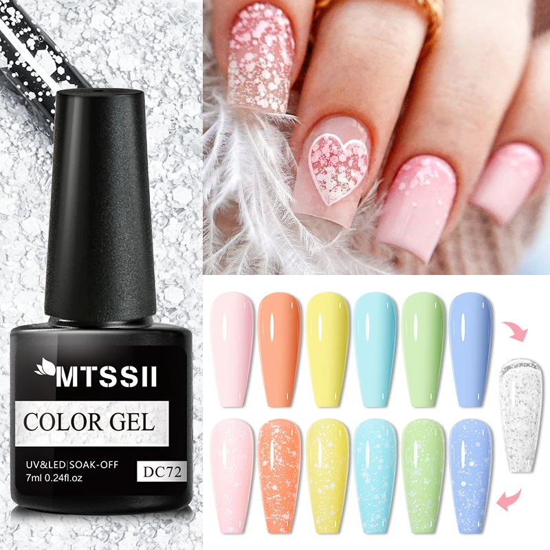 7ml śnieżynka żelowy lakier do paznokci UV LED półtrwałe mlecznobiałe różowe brokat śnieg cekiny paznokcie żelowe artystyczny Design lakier Manicure