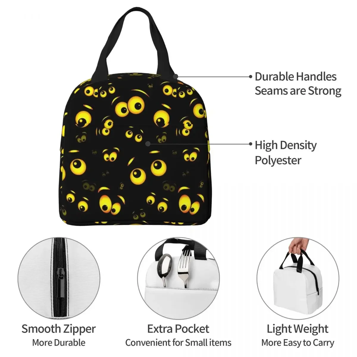 Horror Cartoon Eyes Insulated Lunch Bags Leakproof Lunch Container Thermal Bag Tote Lunch Box Work Outdoor Men Women