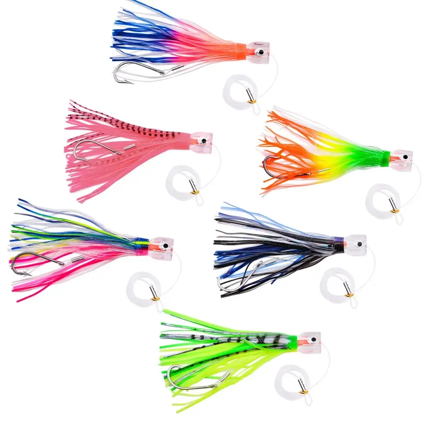 

1pc 96g Resin Head Octopus Soft Skirt Lure Deep Sea Boat Fishing Big Trolling Bait for Tuna Wahoo Fast Sinking