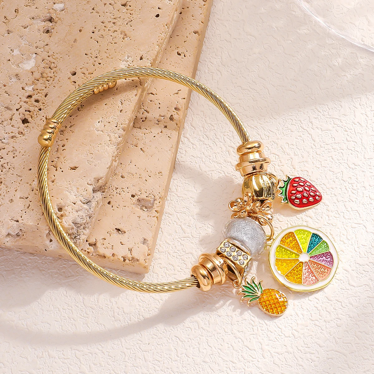 1PC Women\'s Fashion Pan Family Multi Element Summer Fruit Beaded Bracelet, Date, Travel Banquet, Party, Festival Dressing Gifts