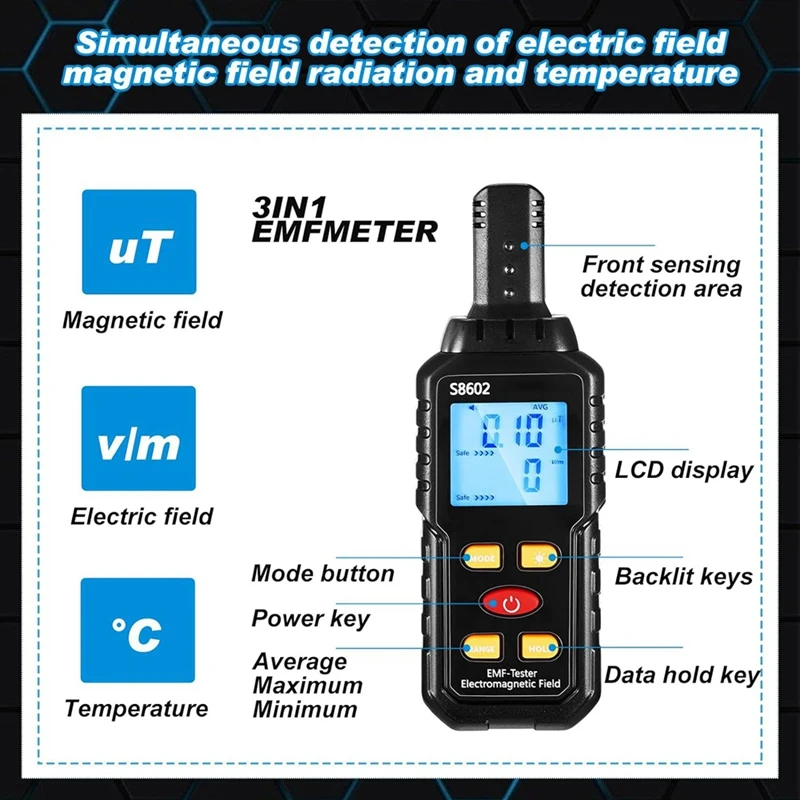 Ghost Equipment Kit Black Emf Meter Emf Meter With 2 Motion Light Up Catballs, Emf Meter Detector Ghost Equipment