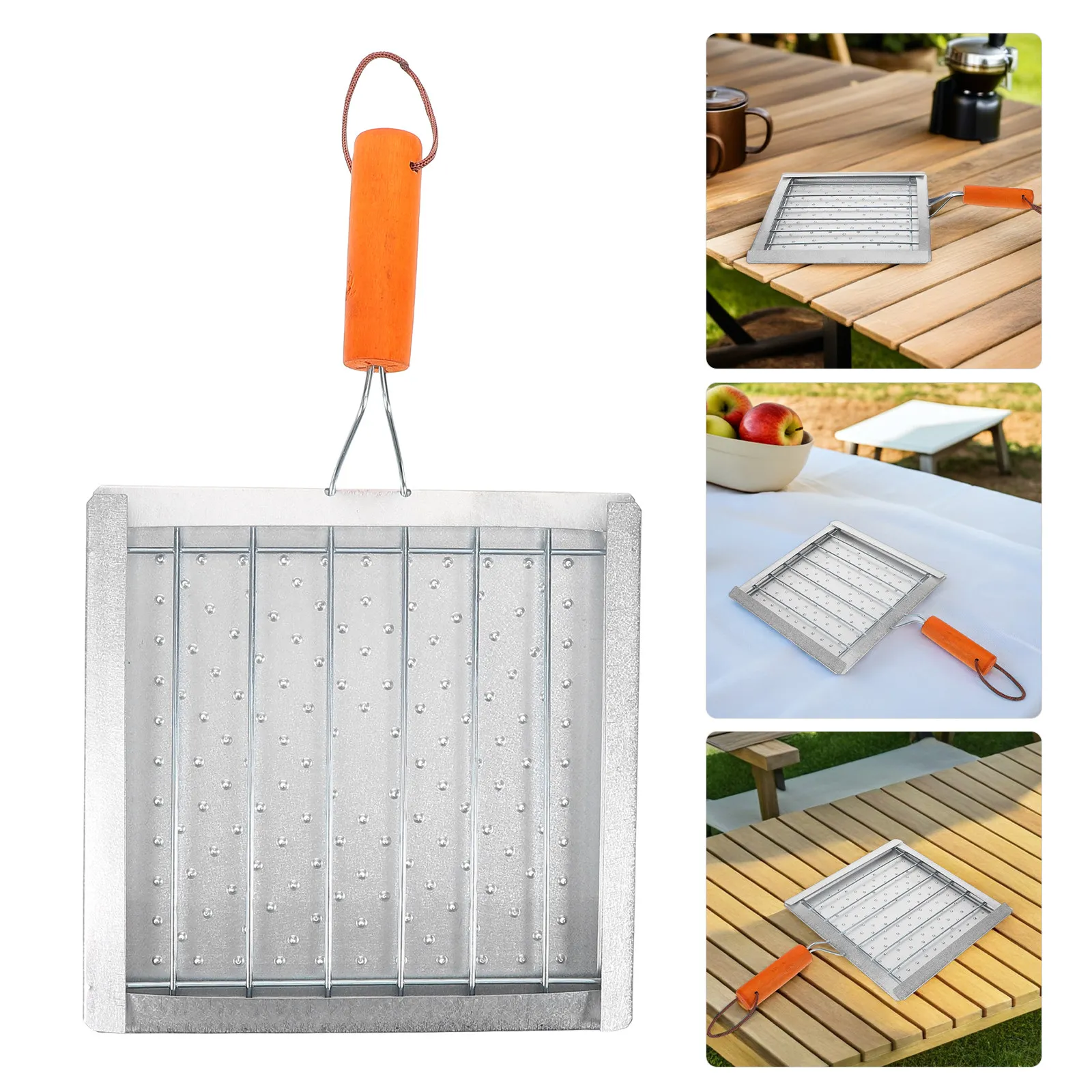 

Многофункциональная решетка для гриля из нержавеющей стали с деревянной ручкой, портативный походный тостер для приготовления пищи на открытом воздухе, тостов и жарки