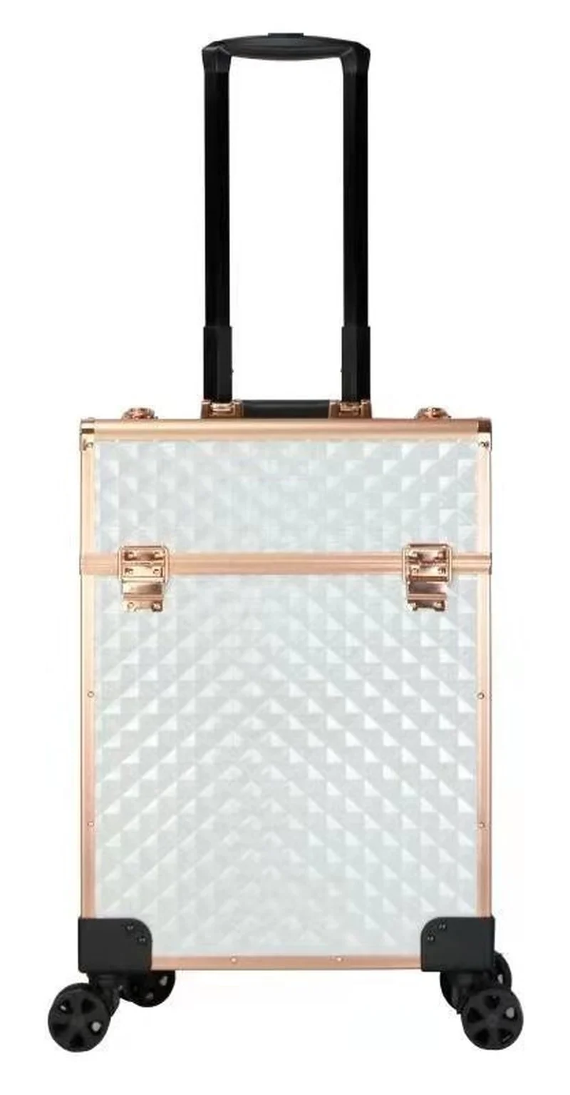 Rose Gold Trolley Cosmetic Case,profession Makeup Suitcase on Wheels, Nails Rolling Luggage Toolbox, Trolley Beauty Box Tattoo