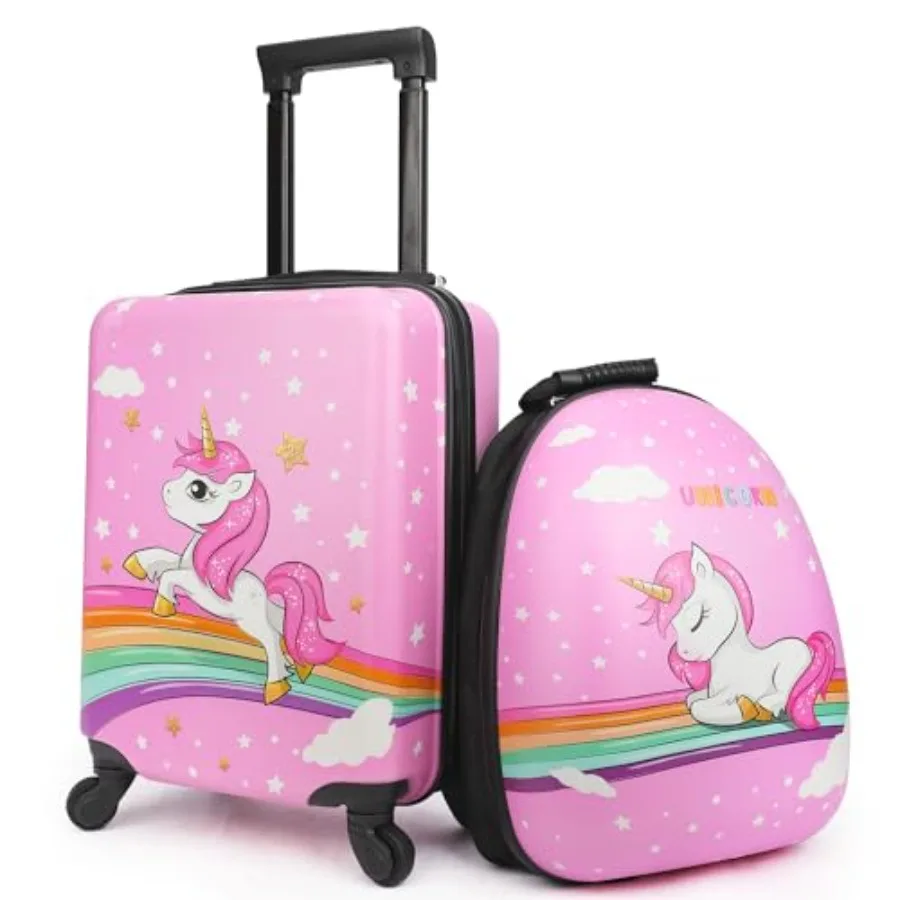 

Suitcase for girls, 6" Hardside Luggage Set with Spinner Wheels and Backpack, Carry on Girls Suitcase Toddler Travel Rolling Lu