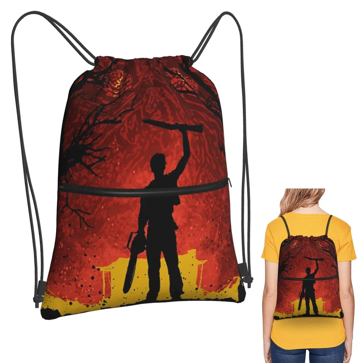Ash Evil Dead Backpacks Casual Drawstring Bundle Pocket Sports Bag Book Bags for Travel School