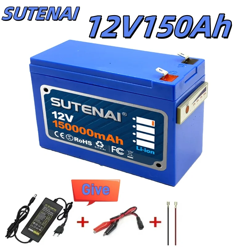 Batterie au Lithium LiFePO4 améliorée 12V 150ah 18650, Portable, Rechargeable, avec Port d'affichage d'alimentation intégré, charge