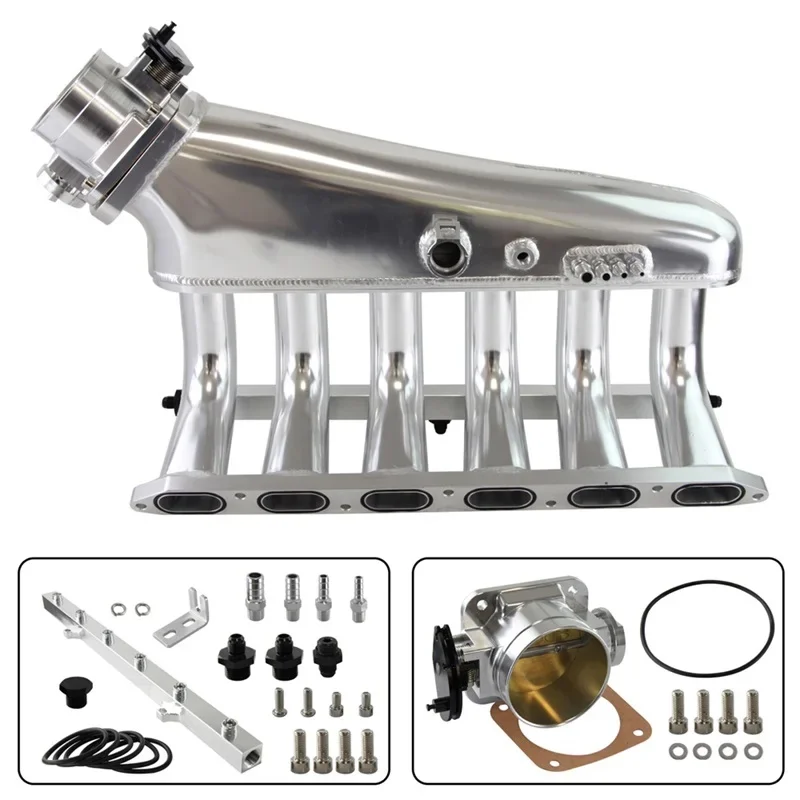 Billet Intake Manifold w/ Fuel Rail+Throttle Body Fits For BMW E36 E46 325i 328i 323i Black/Silver