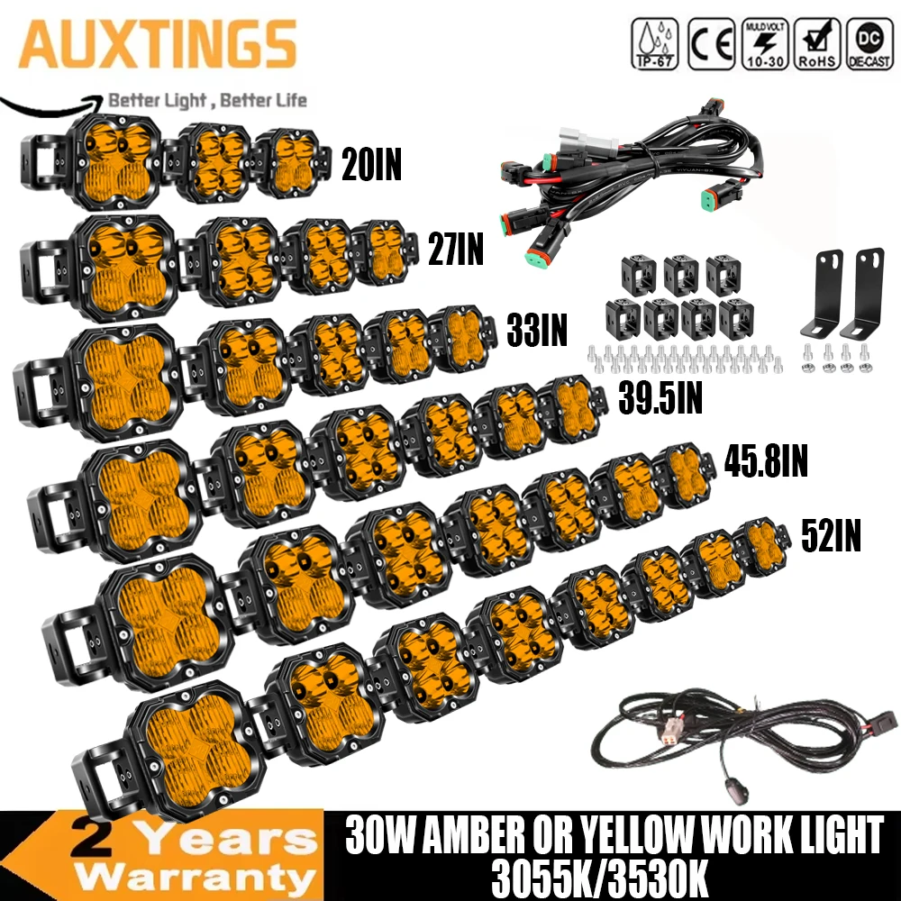 4in 30W Amer Cube LED Pod Light Spot Flood Combo Beam Work Lights,3055K/3530K Car Off-Road Driving Lamp for Truck,SUV,Motorcycle
