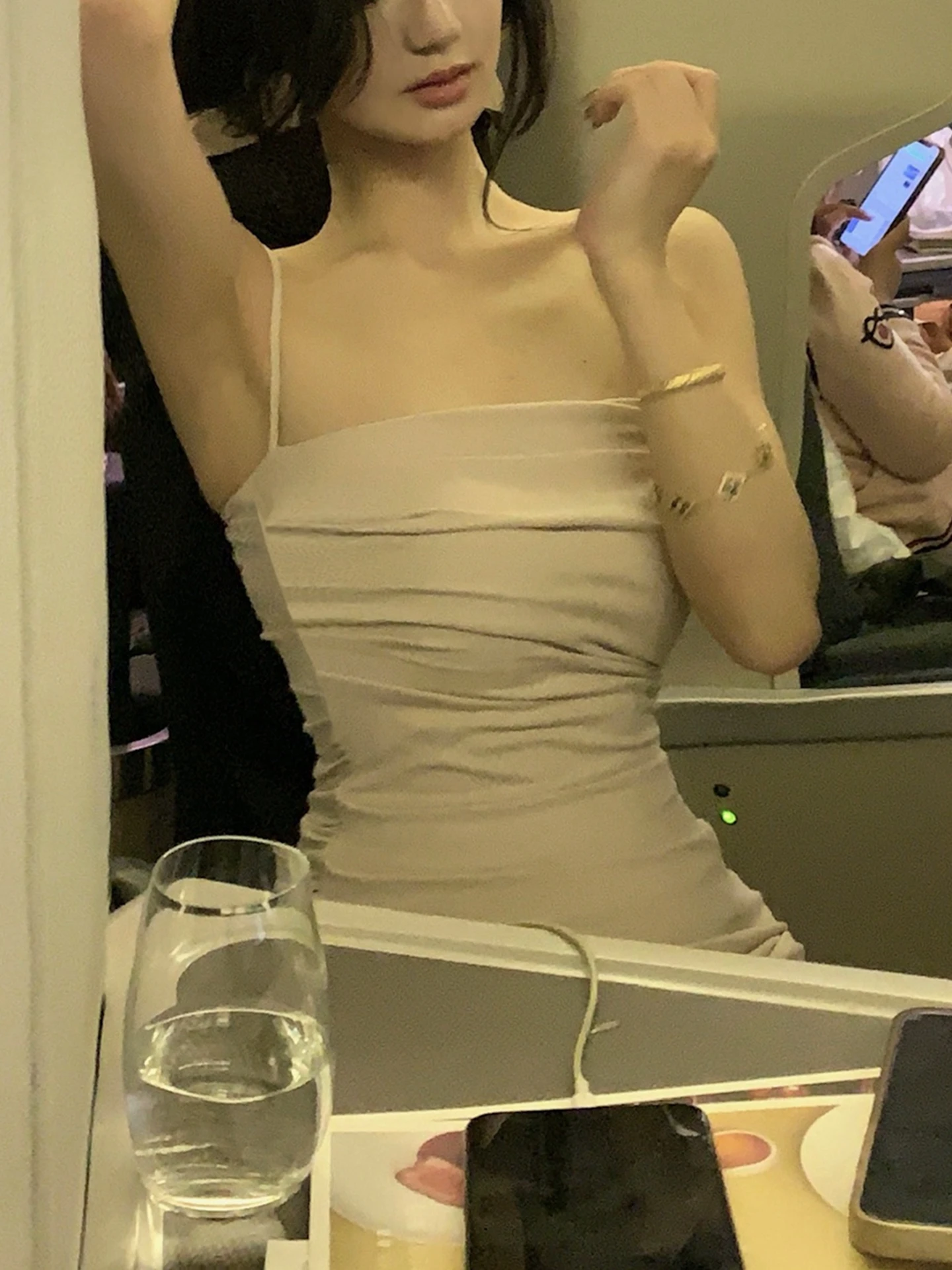 여성용 하이웨이스트 니트 랩 바디콘 드레스, 플리츠 디자인과 플리츠 장식, 사이드 지퍼