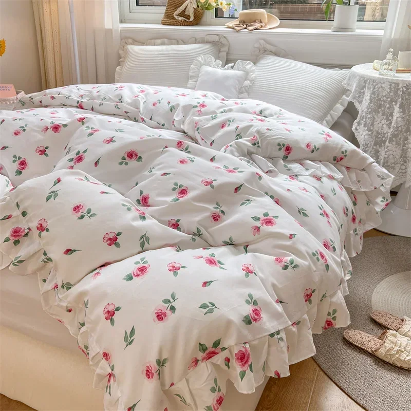 

1PC Printed Flower Cotton With Zipper Duvet Cover Comforter/Quilt/Blanket Case 200x230/220x240 Bedding Home Textiles #/