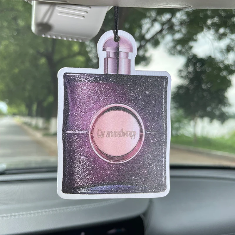 Purple perfume bottle glass car-mounted aromatherapy car perfume perfume long-lasting fragrance pendant piece out of the mouth f