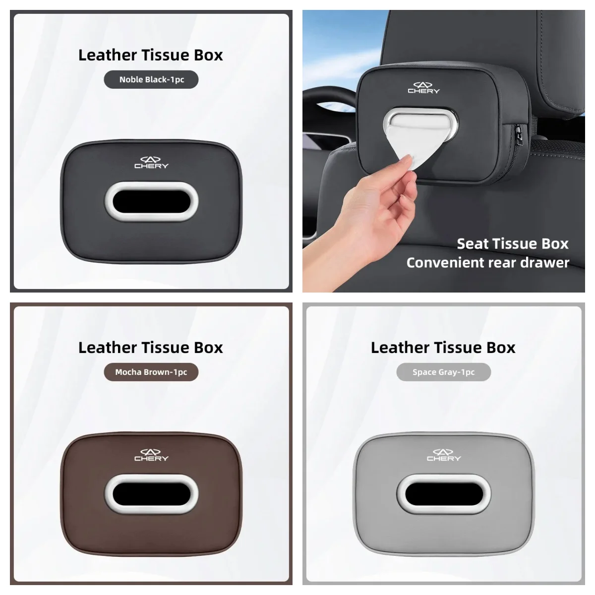 Vehicle Hanging Leather Tissue Holder Headrest Tissue Box Fit Chery Tiggo7 Tiggo8 Pro Omoda5 Jaecoo J7 J8 Jetour X70 X90 Auto St