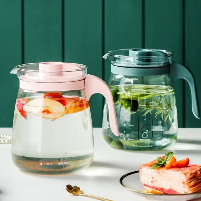 Summer Cool Water Kettle 1700-2300ml Glass Tea Kettle High Temperature Resistance Tea Pot with Filter Cover Household Water Pot