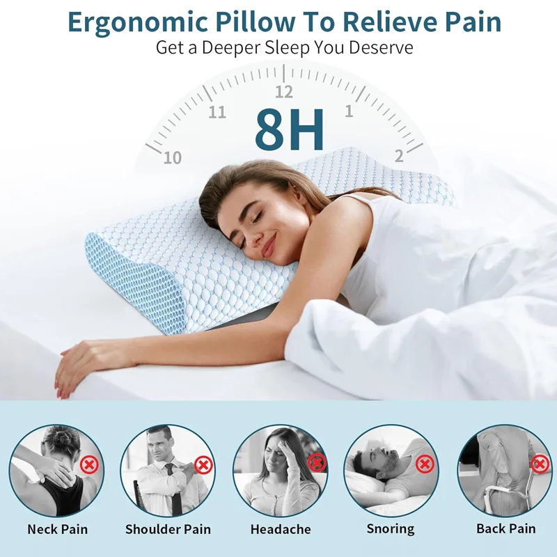 Slow Rebound Pillow 60*40*12CM Orthopedic Memory Foam Neck Relief Foam Pillow Anti-snoring for Hotel Home Hostel Dormitory