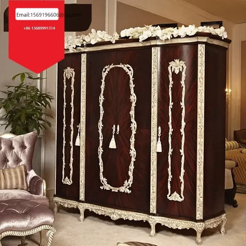 

European wardrobe solid wood French neoclassical wardrobe villa wardrobe locker Furniture Customization