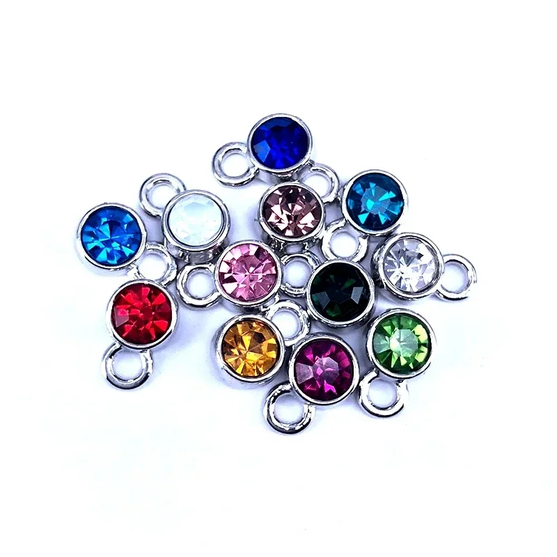 72pcs Colorful 10*7mm Birthstone Crystal Birthstone Charms Floating Charms for Handmade Birthday Jewelry Diy Accessories C004