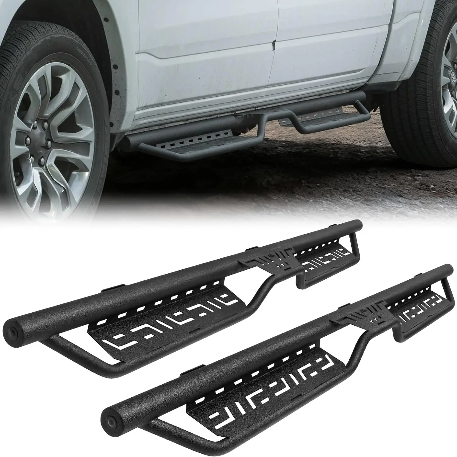 Two - Stairs Anti - Slip Running Boards for 2019 - 2026 Ram 1500 Crew Cab New Body Style, No - Drill Bolt - on, 500LB Capacity