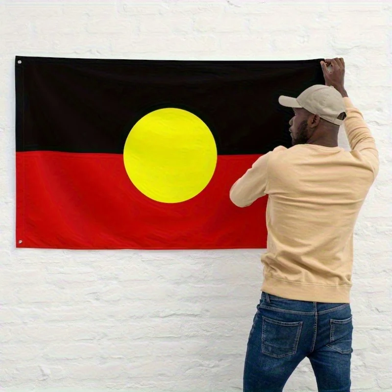 1pc a Large Local Flag, Aboriginal Flag, Featuring a Black And Red Color Scheme with a Yellow Circle Design, for Home Display