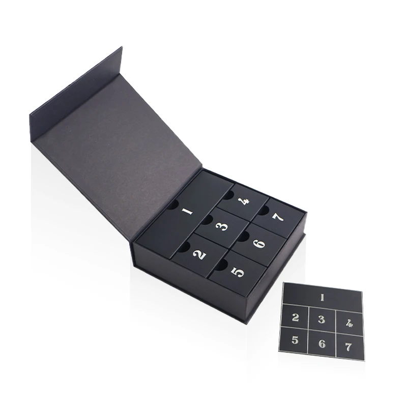 2025Christmas Packaging Box Personalized Custom Wholesale Empty Black 7 Day Advent Calendar Jewelry - Image 4