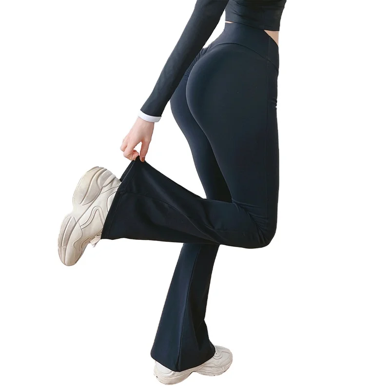 Good Quality Women Girls High Rise Soft Stretchy Compression Quick Dry Yoga Training Workout Scrunch Flare Pants