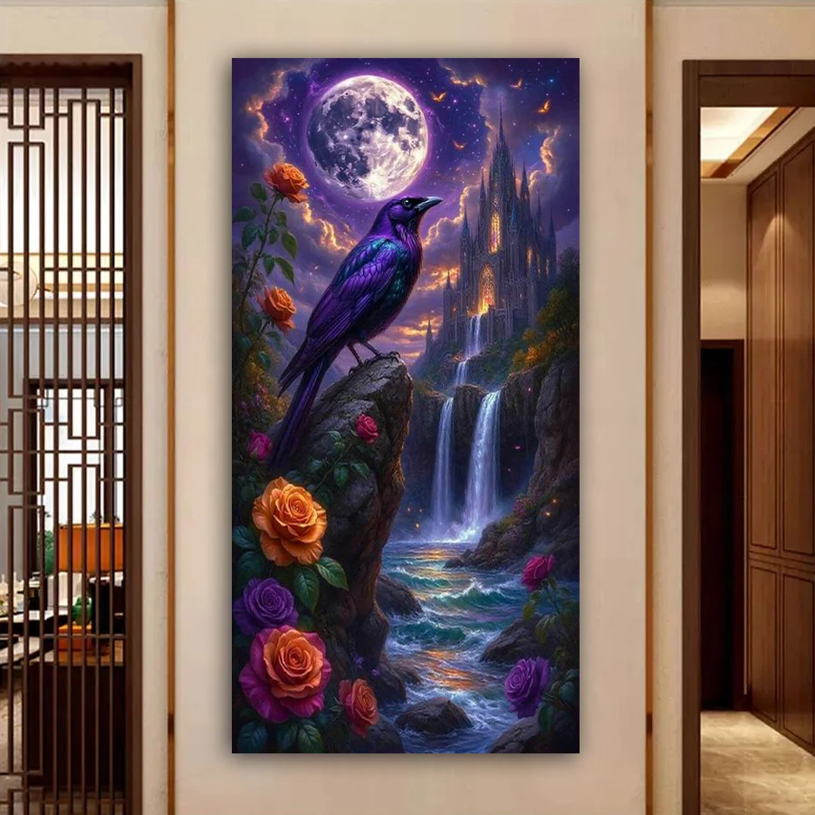 

Moon Birds Flower Picture Large Size Diy Diamond Painting New Collection Animals Full Square Round Drill Mosaic Embroidery Kits