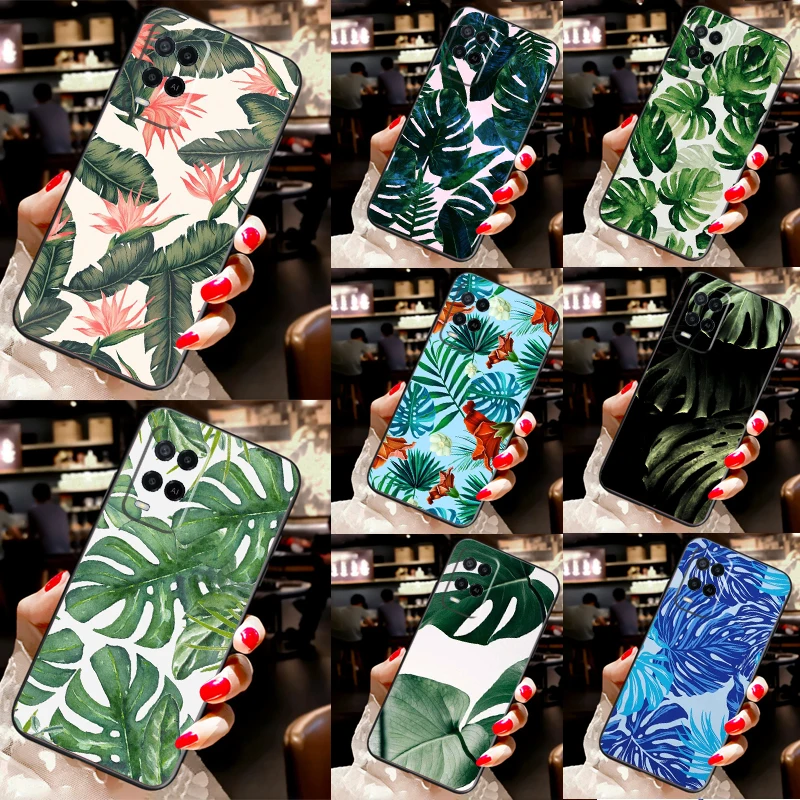 Monstera Flower Tropical Leaves Case For Oppo A16 A76 A96 A58 A78 A98 A5 A9 A91 A52 A72 A74 A94 A54 S A57 A77 A15 A17 Cover