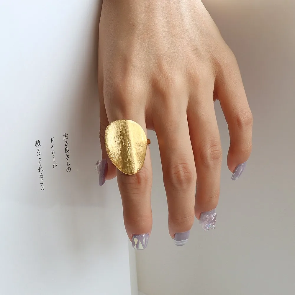 Minimalist 316L Stainless Steel Rings For Women No Tarnish Brushed Texture Simple Gold Silver Color Women's Irregular Round Ring