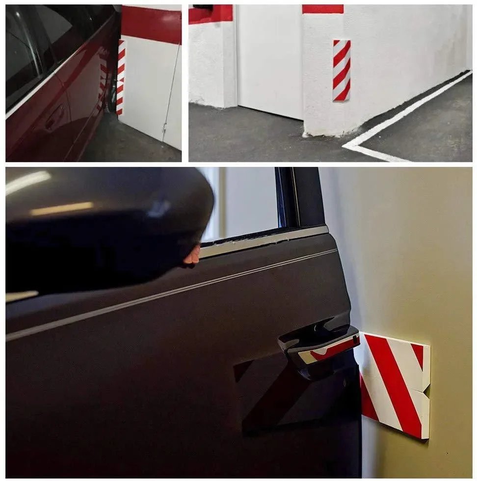Autoschaum-Warnschild, Stoßstangenschutz, Sicherheitswarnschutz, selbstklebender reflektierender Streifen für Parkplatz, Garage, Wandecken – Detail 7