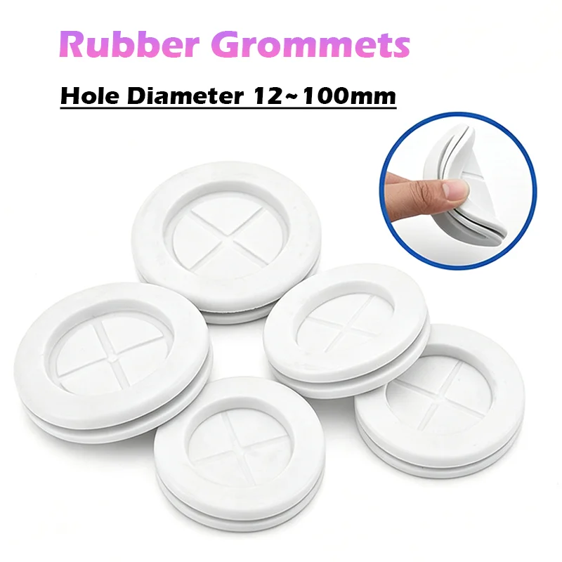 Rubber Grommets for Wiring 12~100mm Double-Sided White Synthetic Rubber Grommet for Wire Protection Firewall Plug Round Grommet
