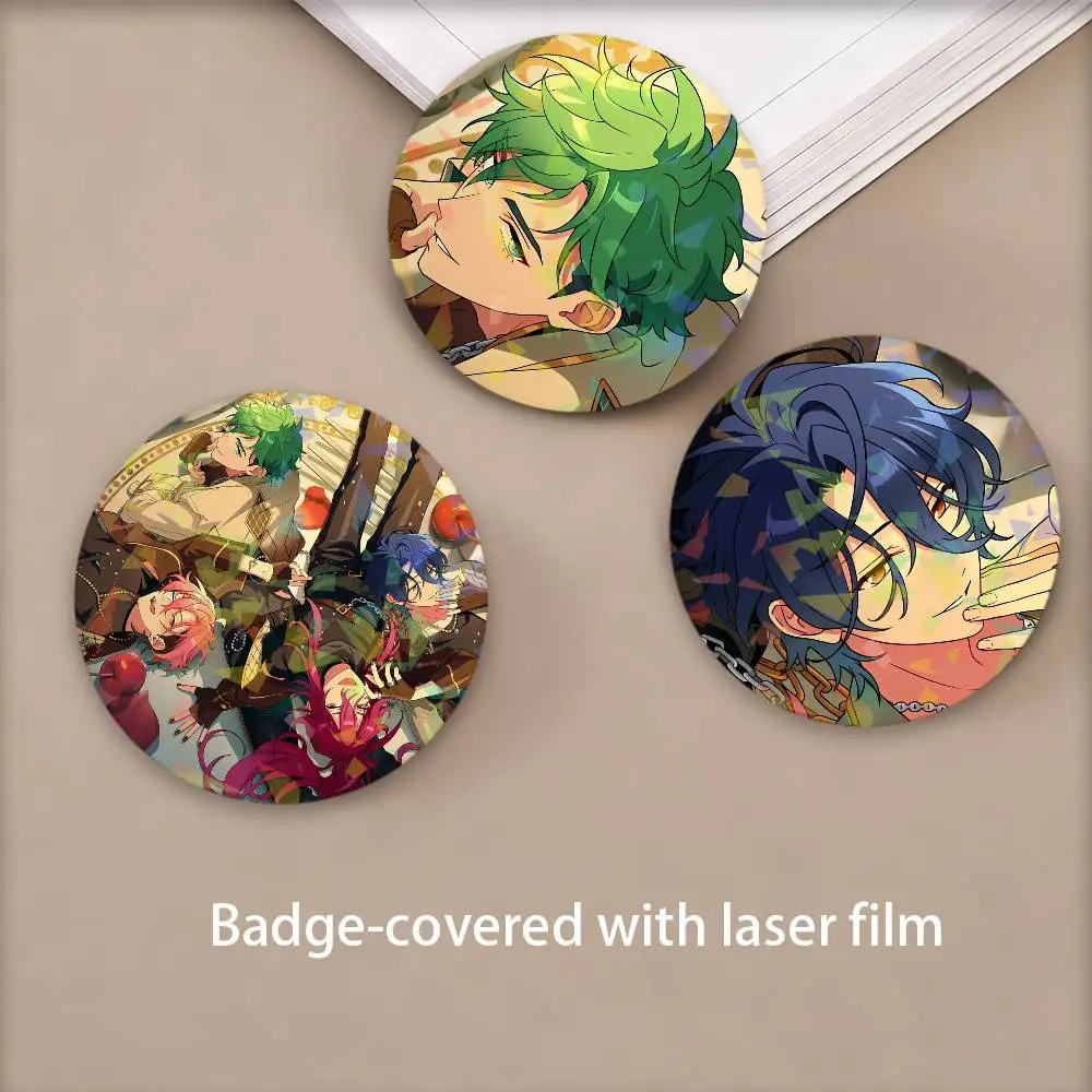 Band Mellow Dear Us Game Ensemble Stars Badges Round Laser Badge Brooch Backpack Accessories