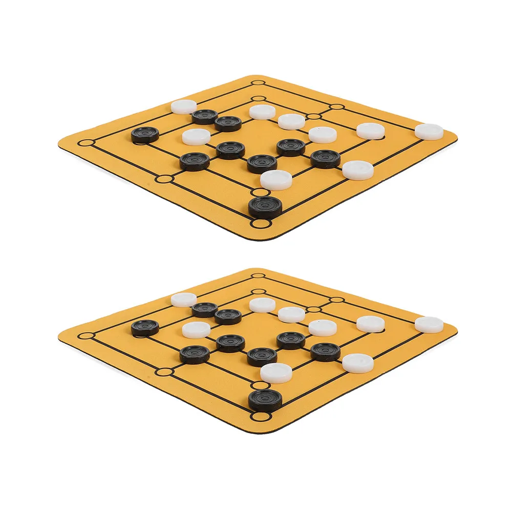 

2Set Nine Men's Morris Strategy Board Game Family Gatherings Portable Travel Brain Teaser Chess Set Historical Game