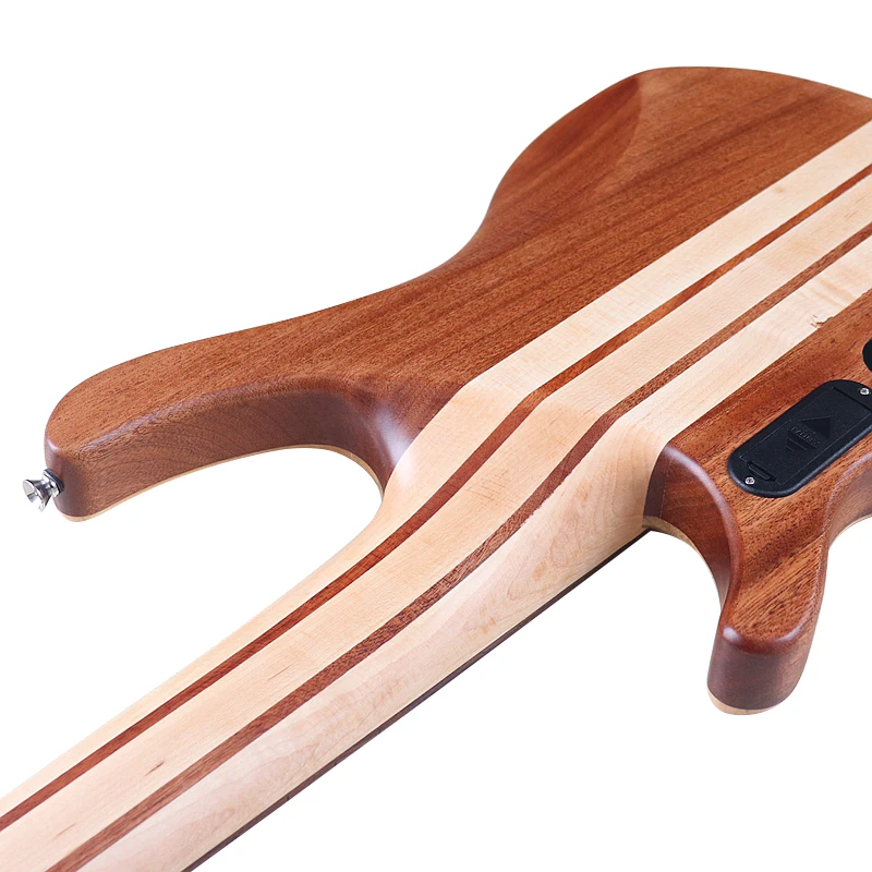 5 String Electric Bass Guitar One Piece Tree Burl Top Active Guitarra Solid Okoume Wood Body 43 Inch Bass Guitar High Grade