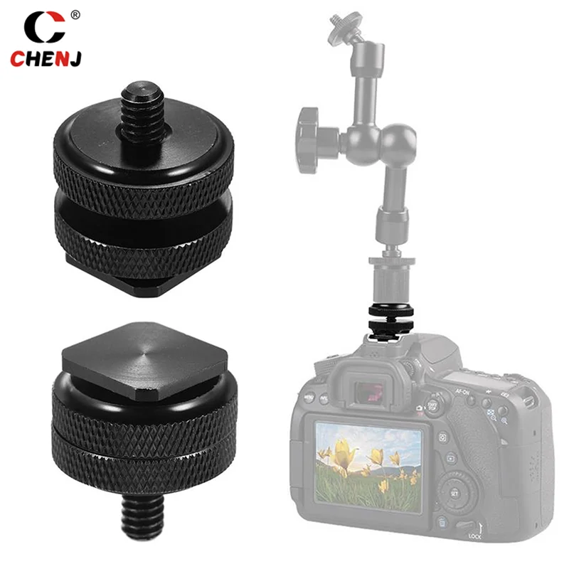 1/4 doppia vite di conversione Flash Metal Hot Shoe Mounts adattatore Flash per fotocamera aggiornamento fotografia 2-in-1 strumenti per componenti generali