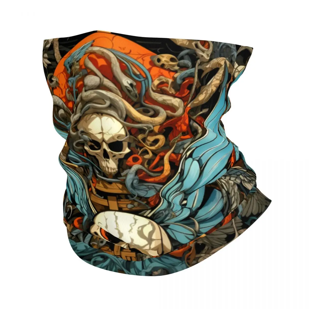 Skull Wings Thin Bandana Neck Gaiter Zombie Wrap Scarf Headband Neck Cover