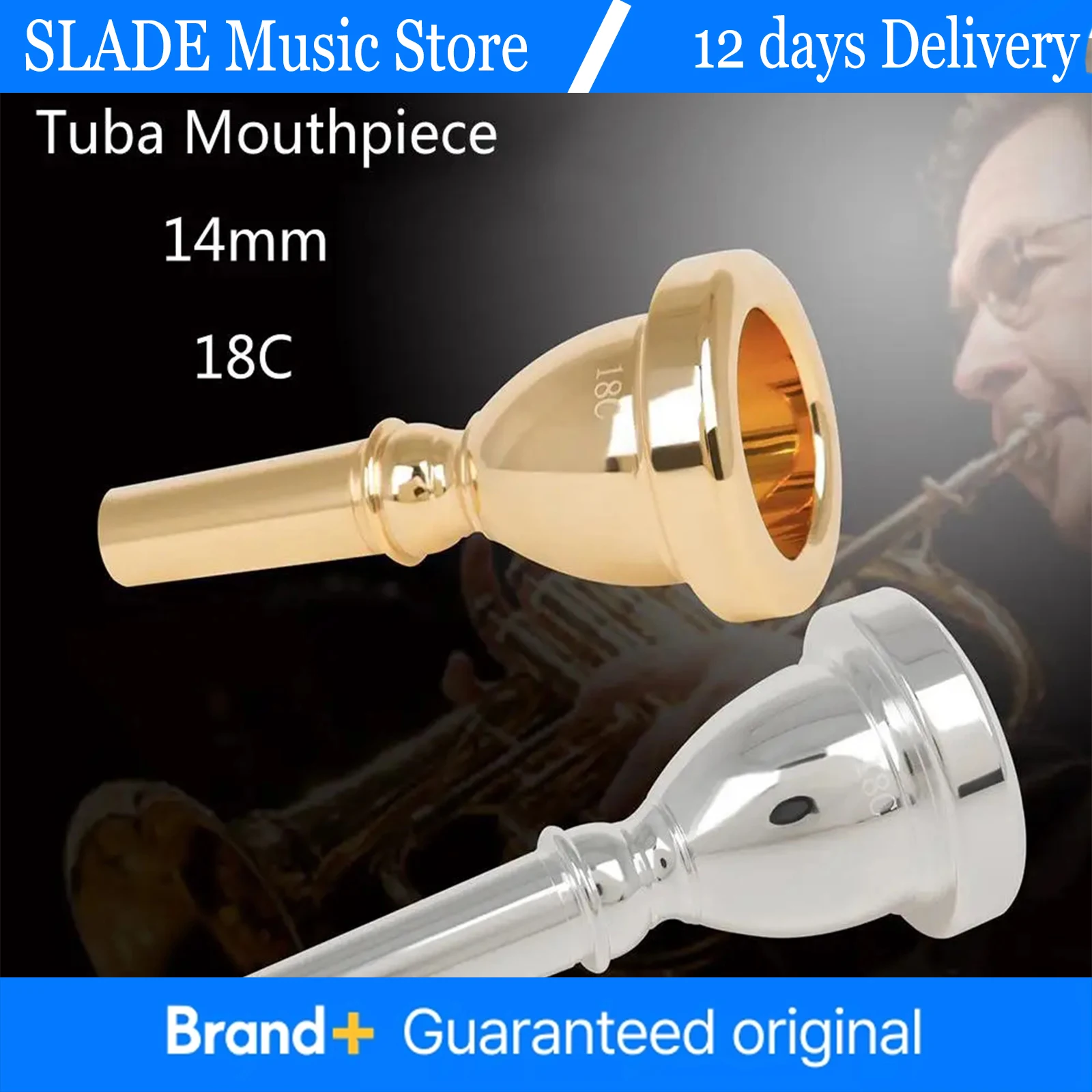 

14mm Tuba Mouthpiece Euphonium Large Mouth Holding Copper Alloy Material Silver Gold Mouthpiece Brass Instrument Accessories
