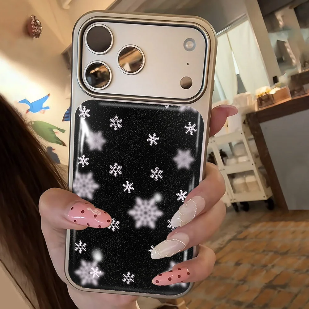 

Gradient Snowflake Pattern Y2K Electroplated Drop Glue Phone Case For iPhone 16 15 14 13 12 11 17 Pro Max 16 15 Pro 17 Air Cover