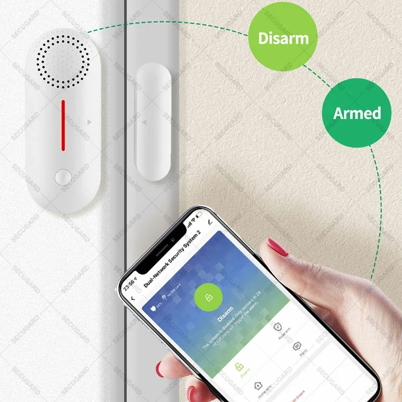 เซ็นเซอร์ประตู WiFi Smart Life APP การแจ้งเตือนประตูหน้าต่างเปิด/ปิดเครื่องตรวจจับ Security Alarm สนับสนุน Alexa