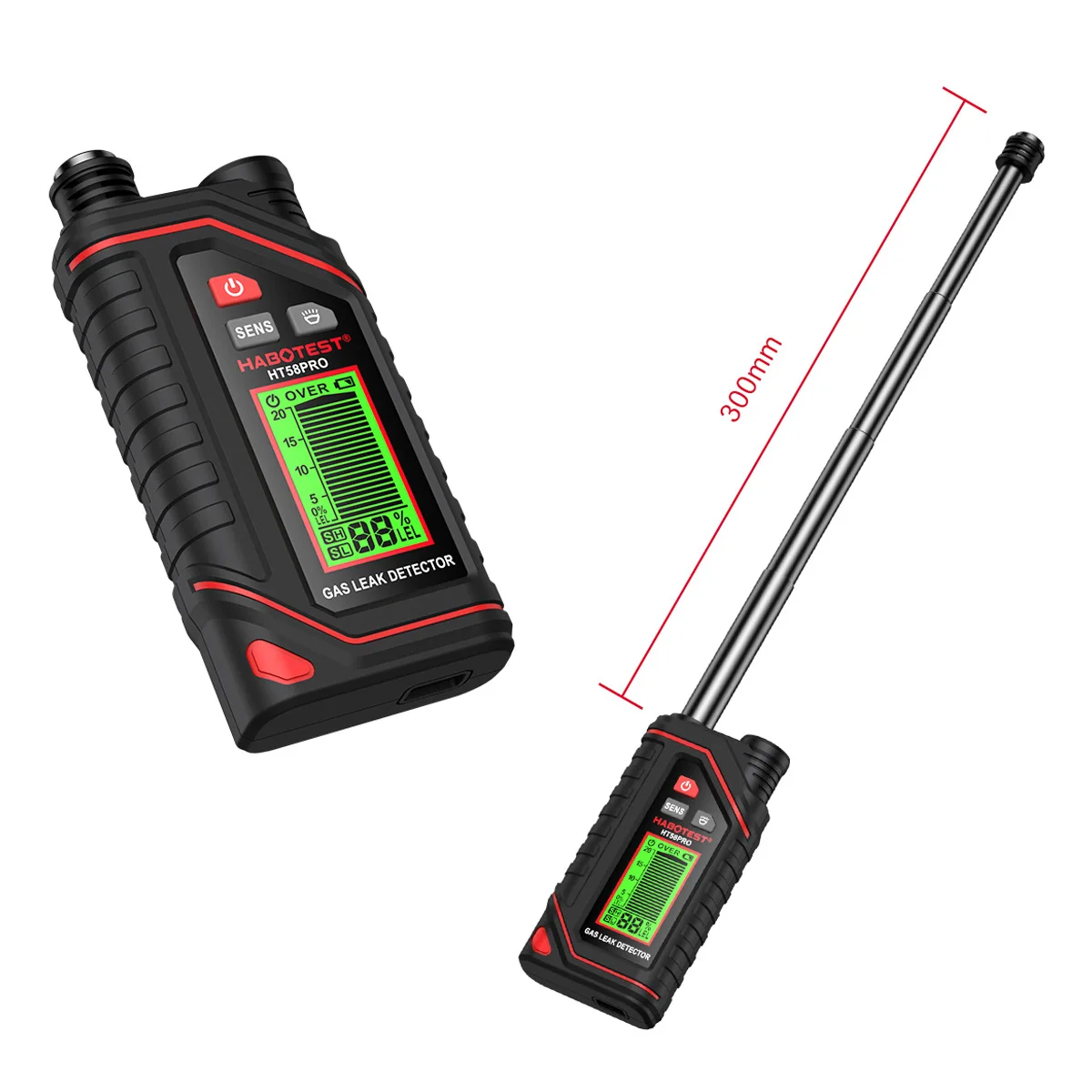 HT58Pro Natural Gas Leak Detector Rechargeable Combustible Gas Detector Portable Flammable Natural Methane Gas Detector