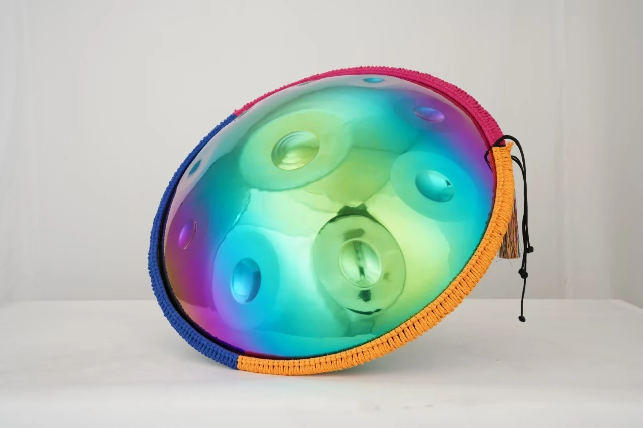 

432 Hz 22-inch steel handpan percussion instrument, tambourine with special tote bag, mallet, tambourine stand, wipe