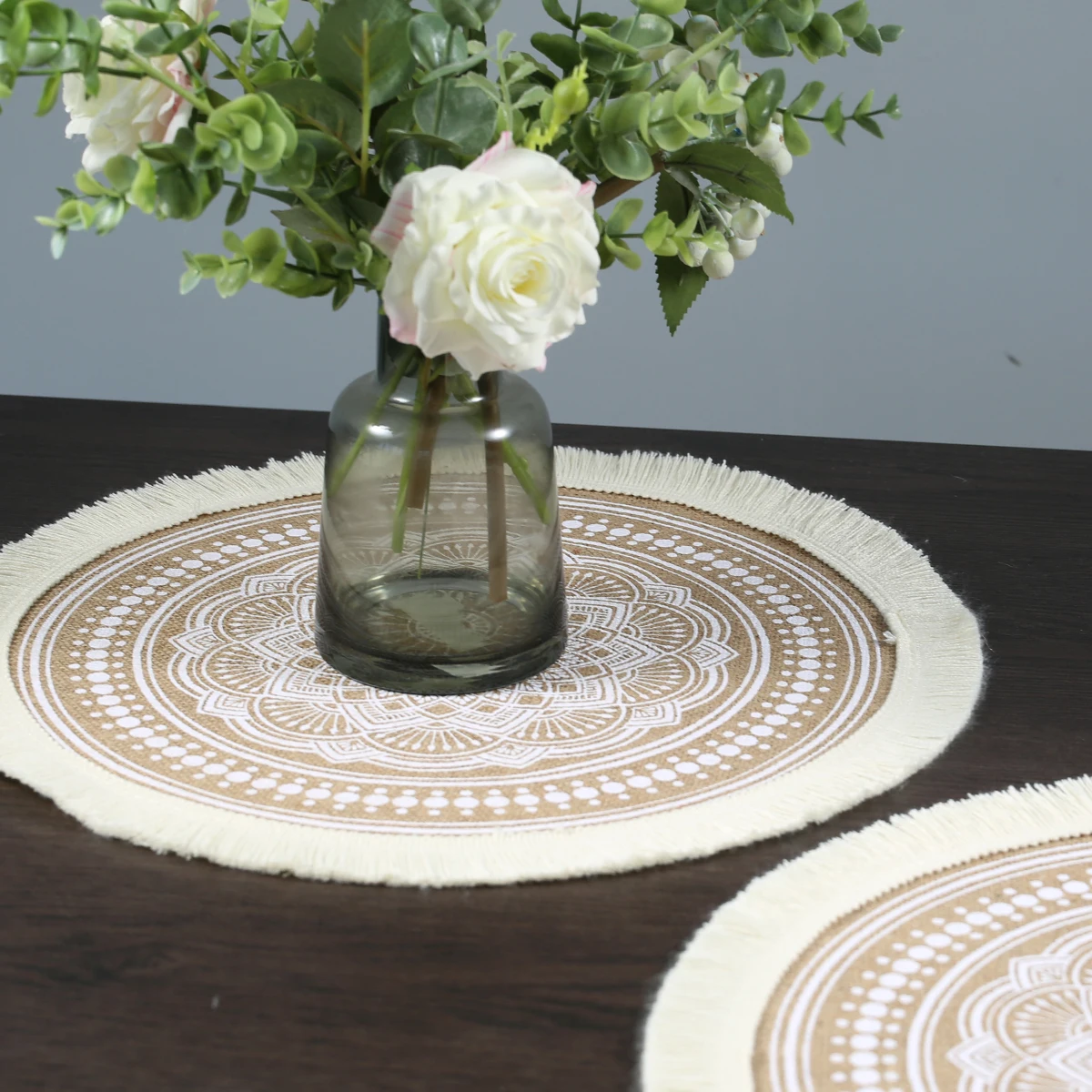 1 Stück Vintage pastorale runde Baumwolle Leinen Tischs ets gewebte Jute Quasten Tischs ets weiche rutsch feste Tisch polster Vase Matten Zubehör